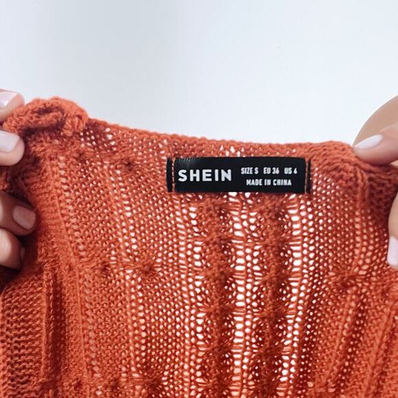 Women's Burnt Orange V-neckline Drop Shoulder Long Sleeve Sweater Size Small - Picture 3 of 3